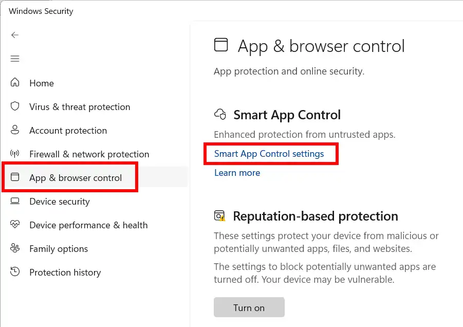 How to disable Smart App Control #1